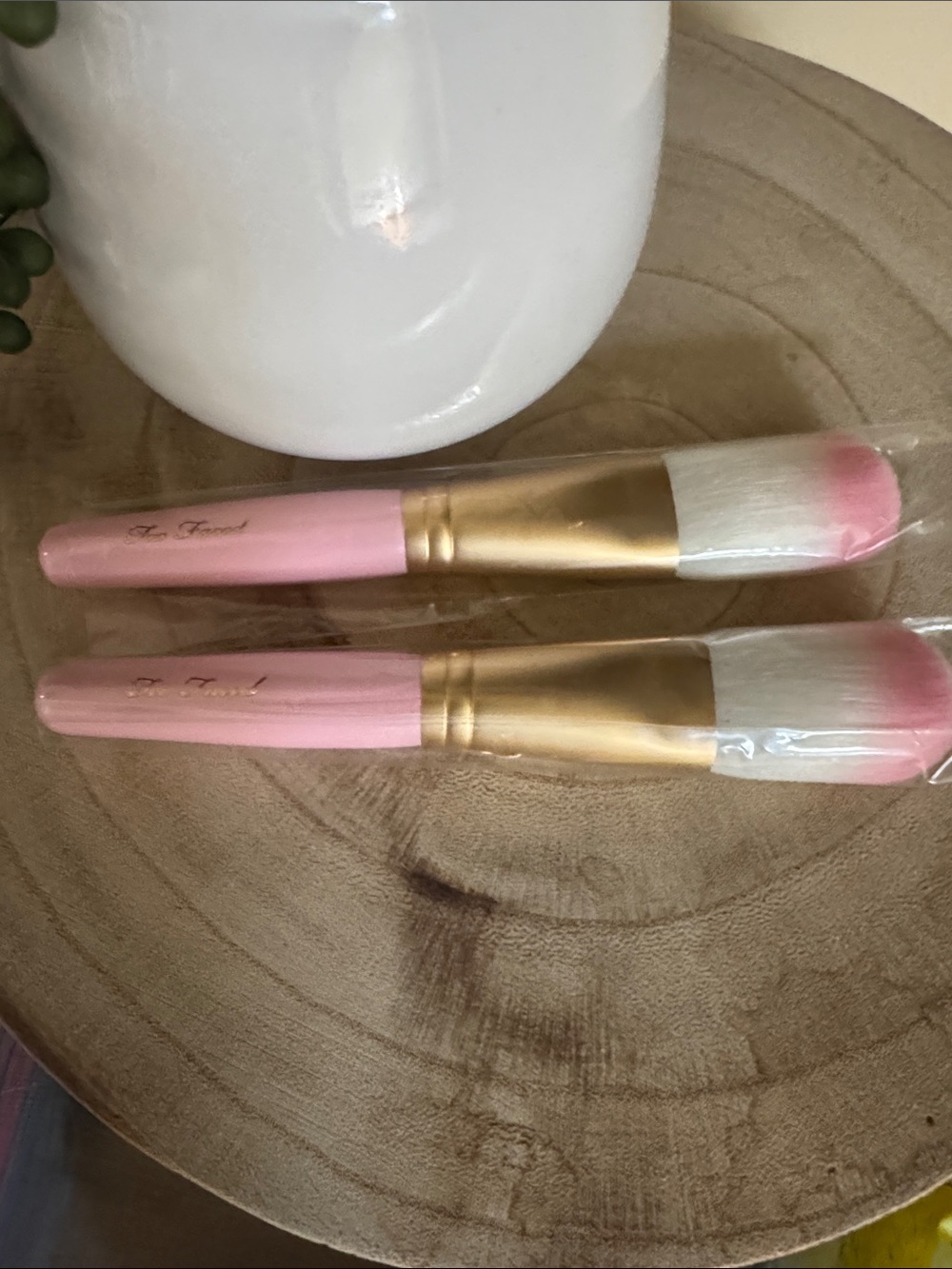 Too Faced Pink and Gold Face Brush lot of 2X